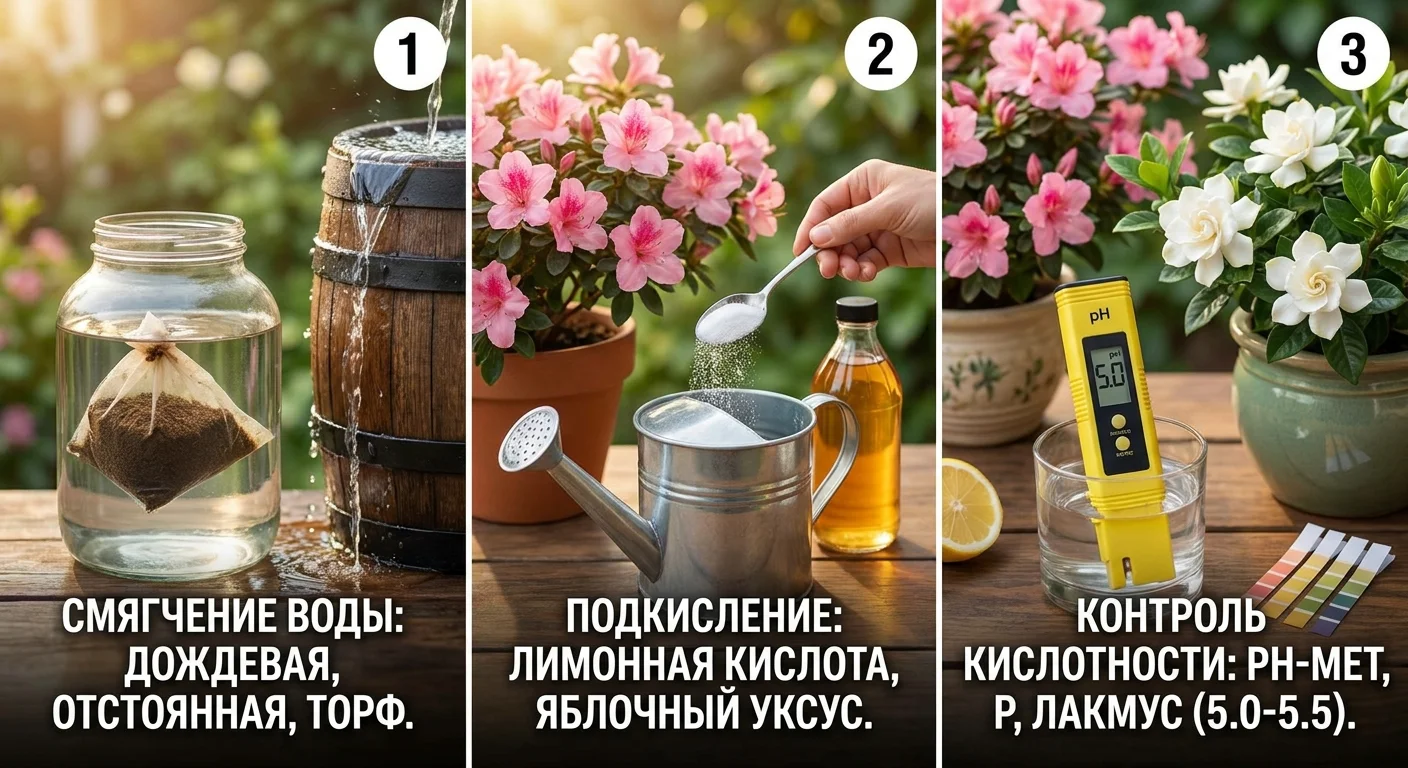 Фото: Как подготовить воду для азалий и гардений