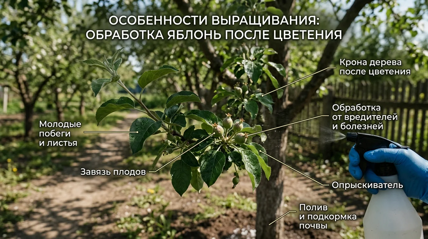 Особенности выращивания обработка яблонь после цветения