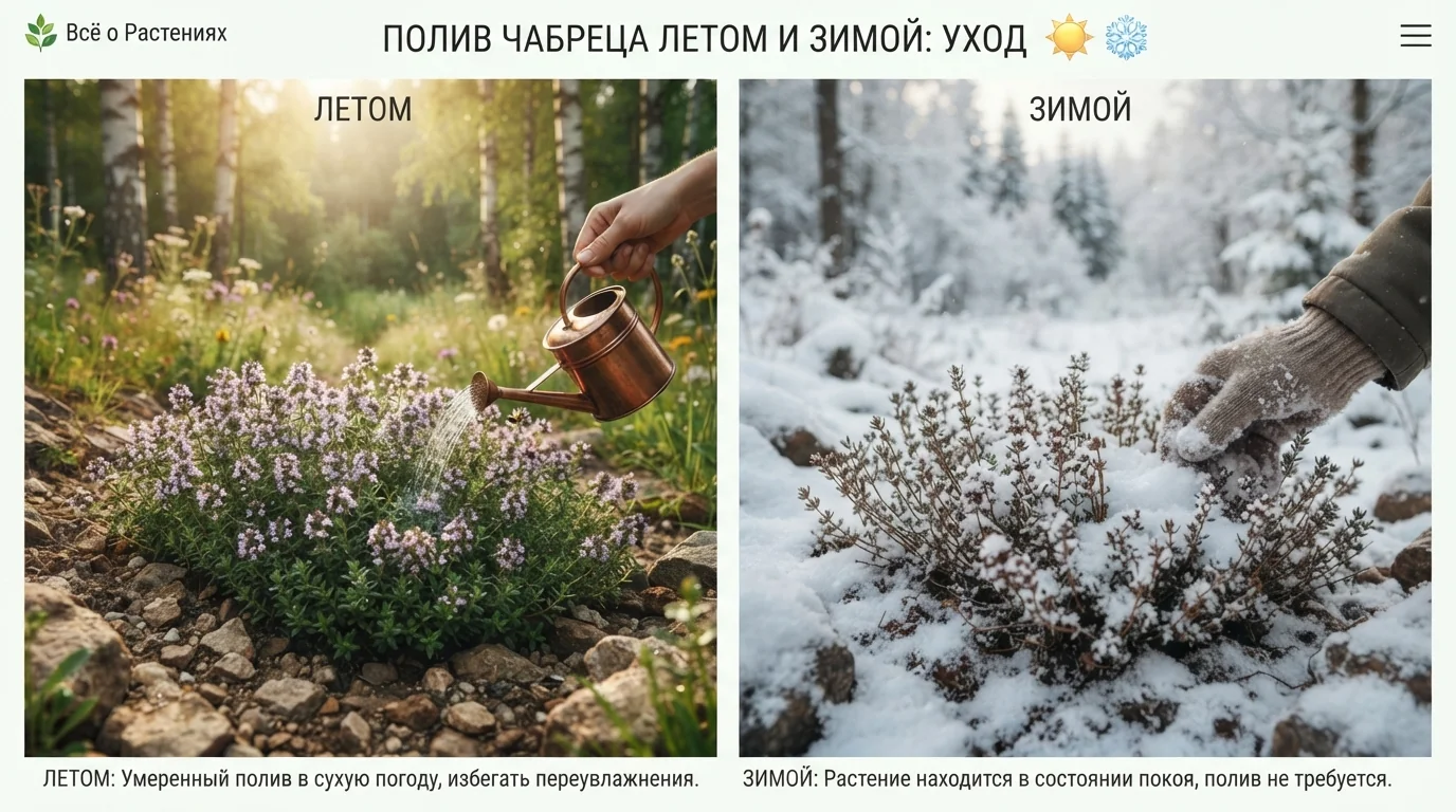 Полив чабреца летом и зимой: уход на сайте про растения